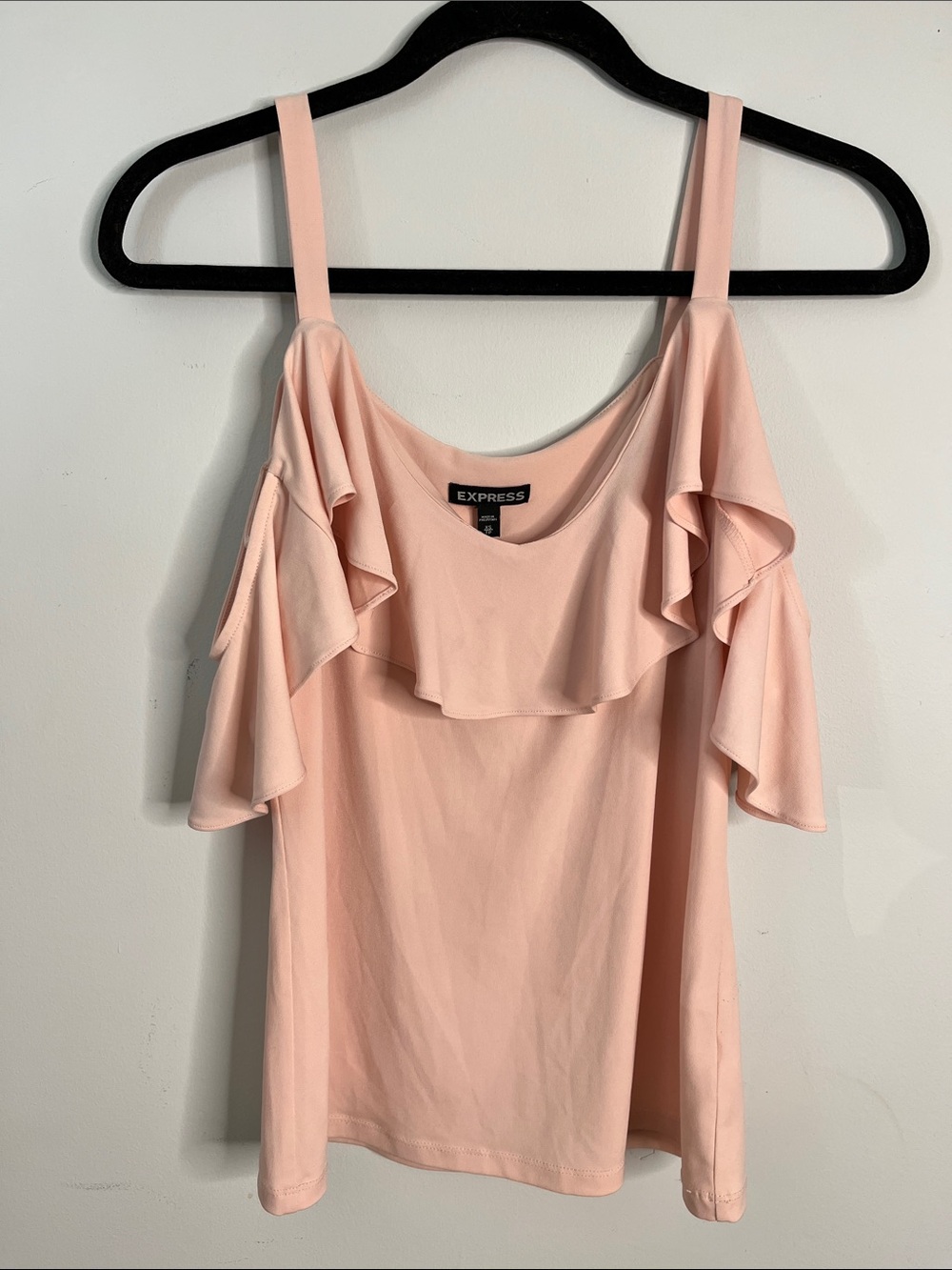 Cowgirl Babydoll Express Blush Pink Ruffle Angelcore Cold-Shoulder Top Womens XS